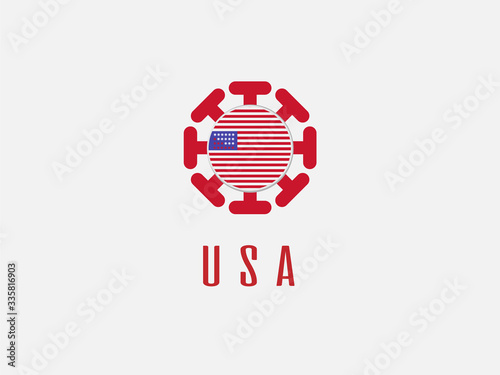 Us national flag.spread of covid-19 epidemic,virus outbreak illustration.Fighting with coronavirus global epidemic.