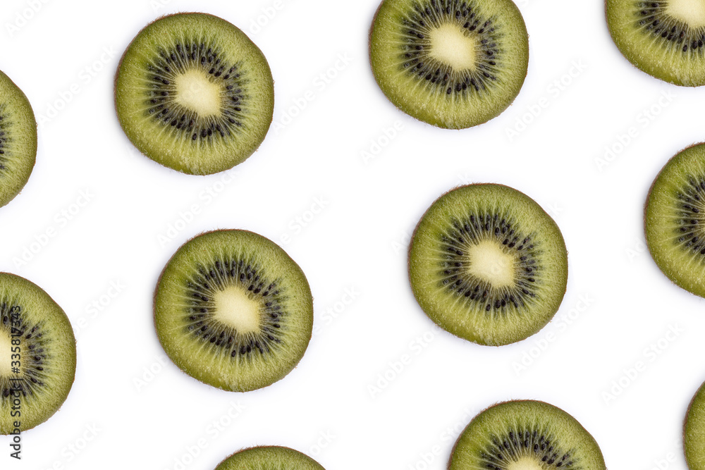 Fototapeta premium juicy green incision kiwi fruit on a white background
