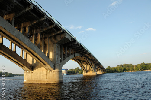 View of Dnieper river and Metro bridge. Kiev, Ukraine