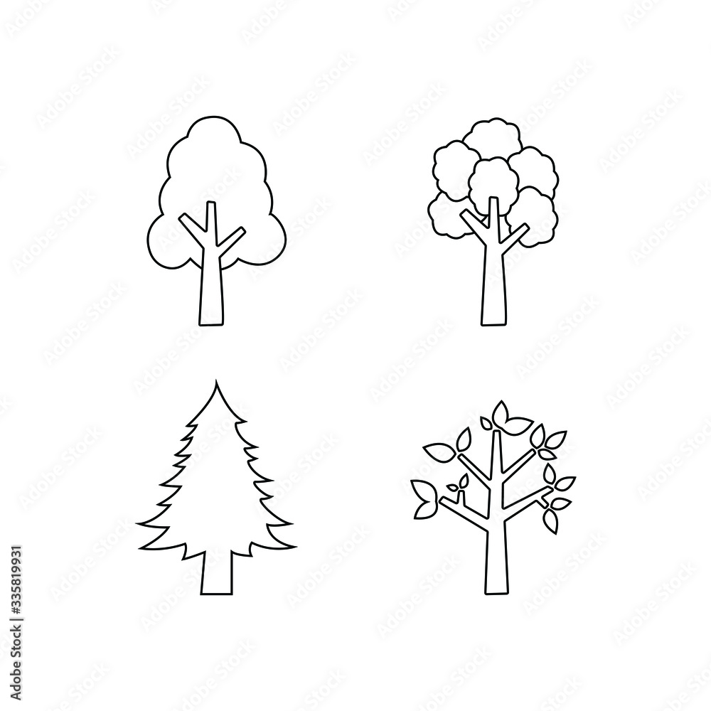 tree icon set vector simple design tree icon set vector simple design