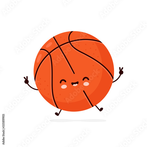 Cute happy smiling basketball ball
