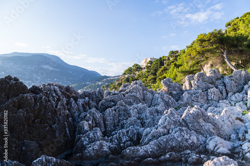 View of the Mediterranean coast on the French Riviera near Menton
