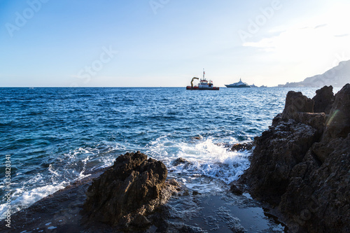 View of the Mediterranean coast on the French Riviera near Menton