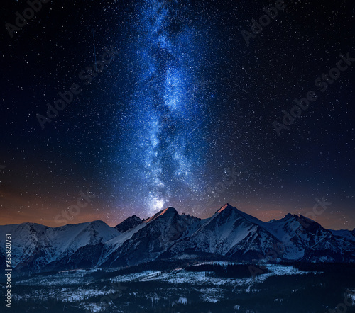 Milky way over amazing Tatra mountains in Poland