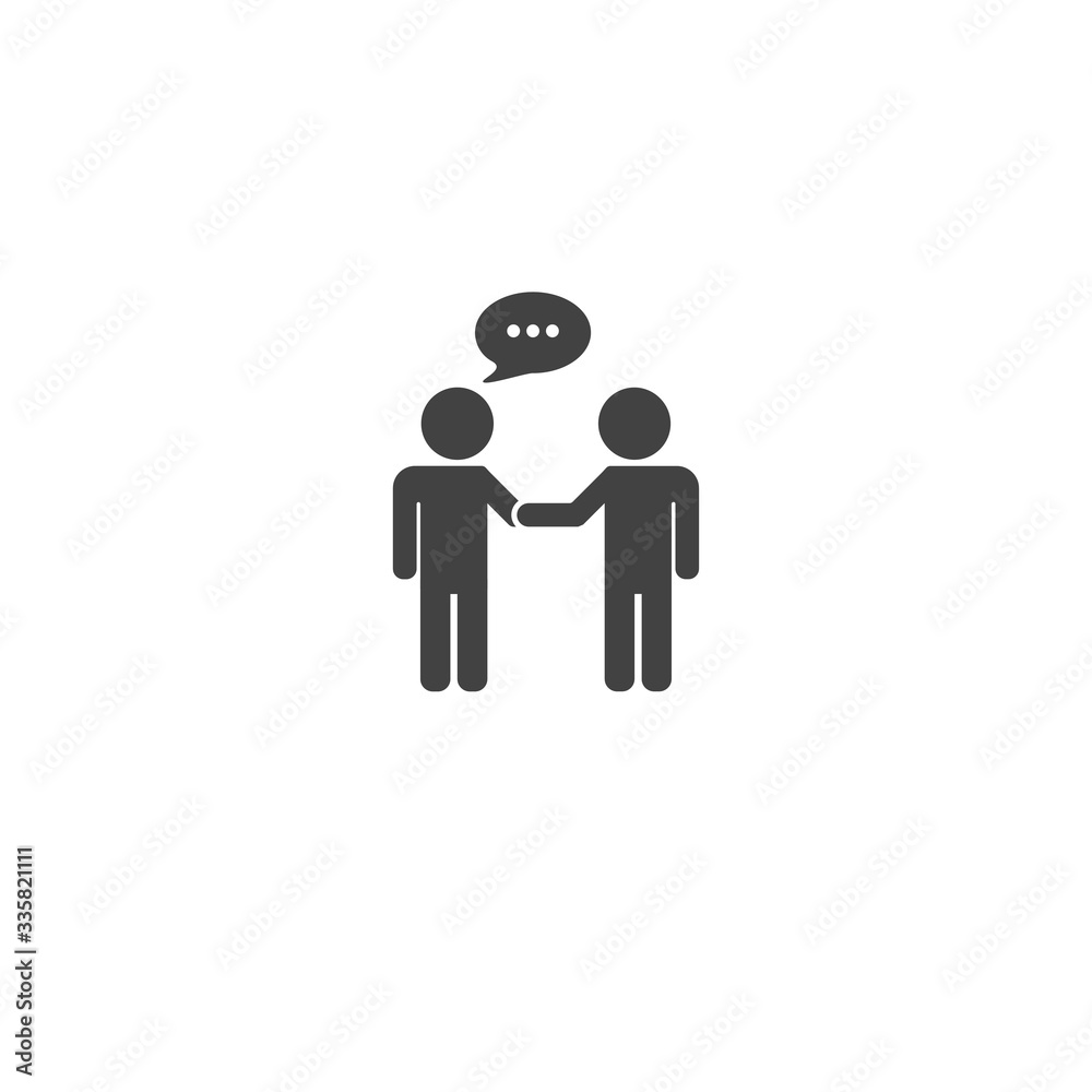 Vector icon two people businessman greet on white isolated background. Vector icon two people businessman greet on white isolated background.