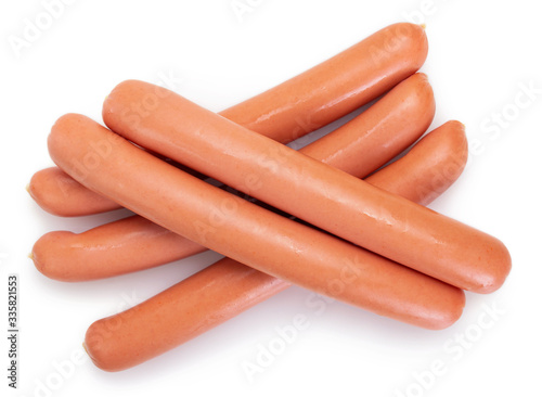 Fotografie, Obraz Fresh boiled sausages on white background
