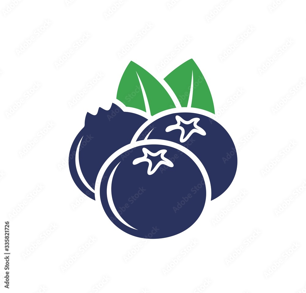 Blueberry logo. Isolated blueberry on white background - obrazy, fototapety, plakaty 