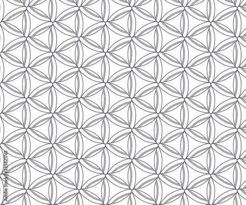 Linear vector pattern, repeating petals, gray line 