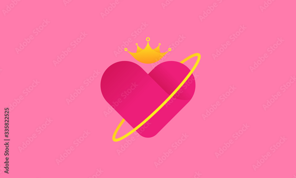 Love Crown Logo Icon Illustration