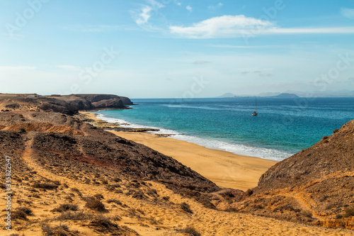 Empty Playa Mujeres Beach in Lanzarote, Playa Blanca