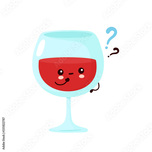 Cute happy smiling wine glass with question mark