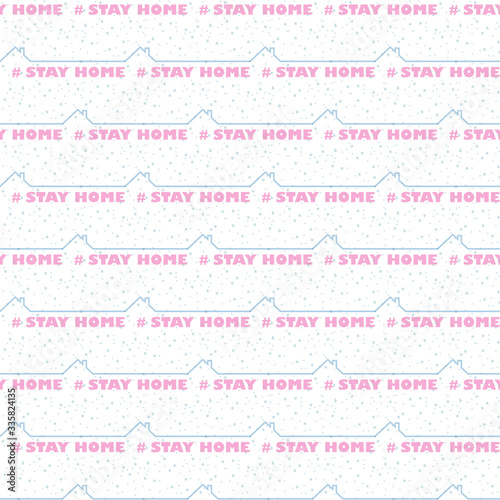 Stay at home - self isolation to prevent spreading coronavirus. Text Quarantine seamless pattern.