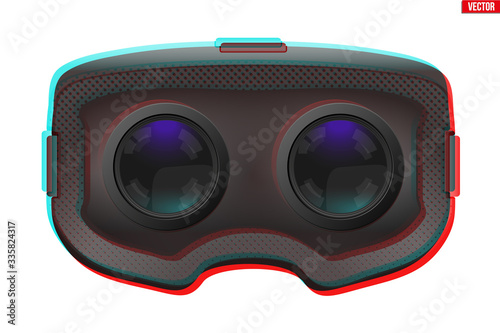 Original VR goggles headset with 3d stereo effect. Inside view. Vector illustration Isolated on white background.