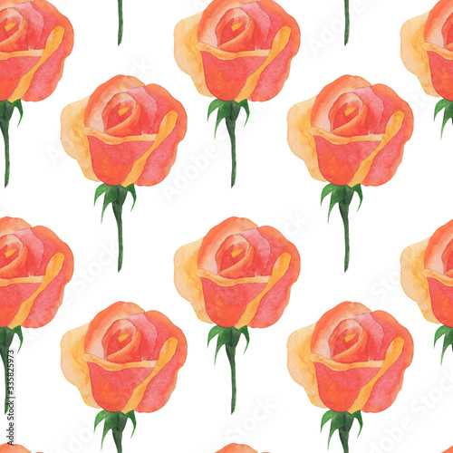 seamless pattern with watercolor roses, wallpaper ornament, wrapping paper, background for design
