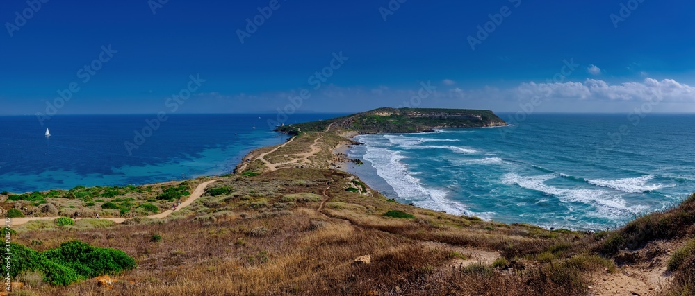 Panorama on the Tarros peninsula San Giovanni in Sinis Sardinia Italy