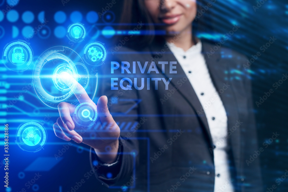 Business, Technology, Internet and network concept. Young businessman working on a virtual screen of the future and sees the inscription: Private equity Business, Technology, Internet and network concept. Young businessman working on a virtual screen of the future and sees the inscription: Private equity