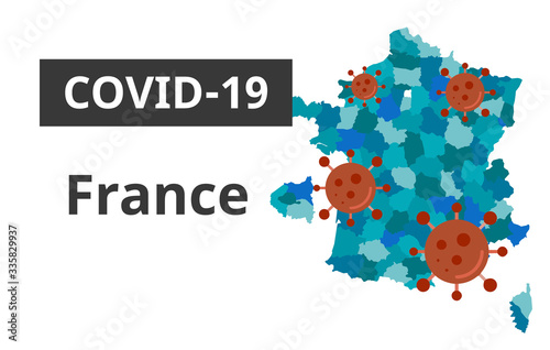 Covid-19 France map banner art