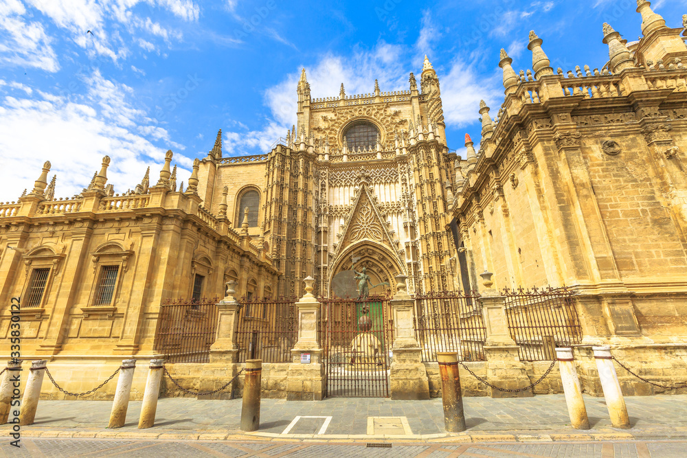 Seville Cathedral is one of sightseeing tourist attractions of Seville, Andalusia, Spain. Cathedral of Saint Mary of the See, a Roman Catholic and the largest Gothic church, is a UNESCO Heritage Site.