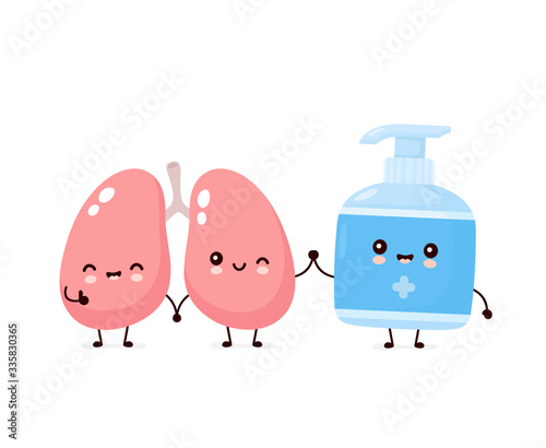 Cute happy smiling antiseptic bottle
