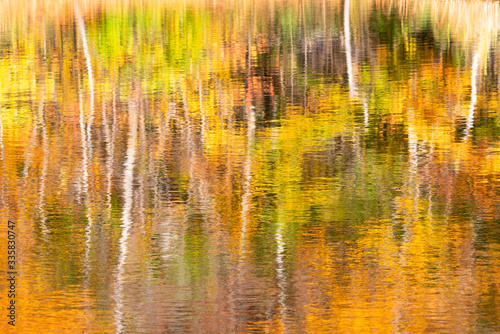 The beauty of the lake surface reflected in autumn colors