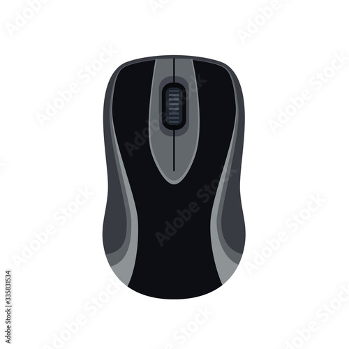 Black computer mouse isolated on white background. Vector illustration