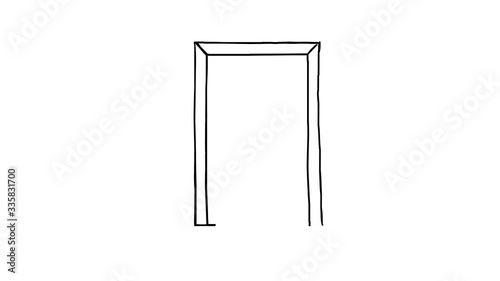Doodle animation of the door.  The door is drawn and opens. 29.97 fps