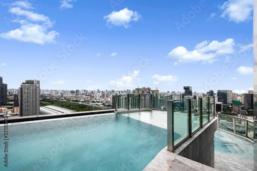 Swimming pool at the top of the building Overlooks the city © Tony Ruji