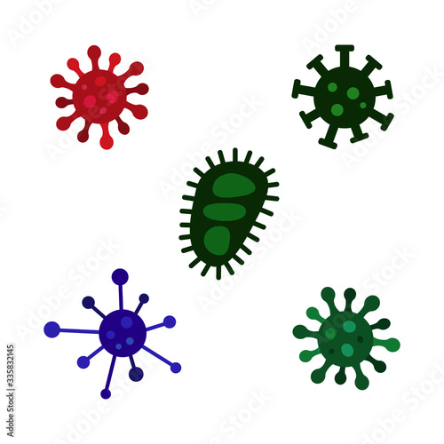Virus, pathogen, microorganism, coronavirus vector icon set