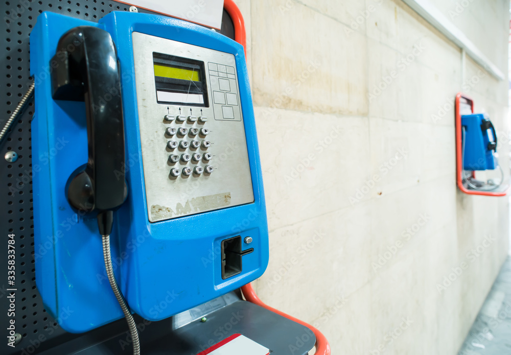 Pay phone on stand Pay phone on stand