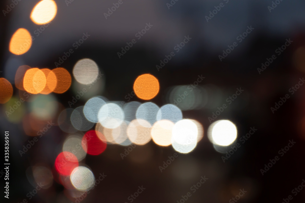 Abstract of bokeh light on the road and night. Abstract of bokeh light on the road and night.