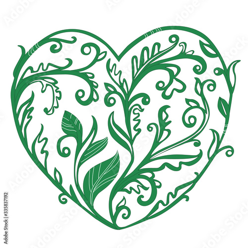 graceful stylized twigs with leaves in the shape of a heart. ret