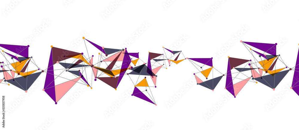 Fototapeta premium Line points connections, triangular technology design. Abstract geometric background