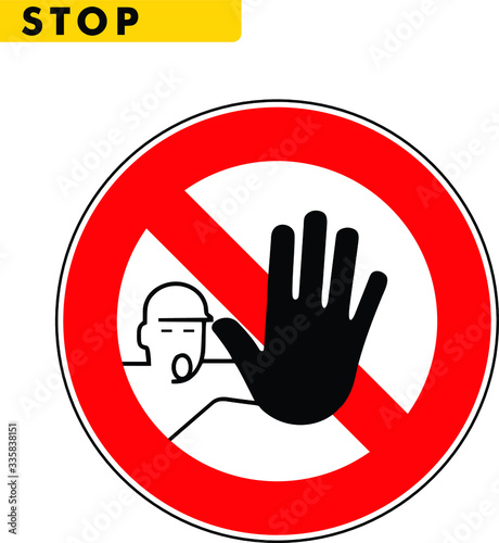illustrazione vettoriale di un cartello rosso e nero con obbligo di fermarsi e non oltrepassare photo