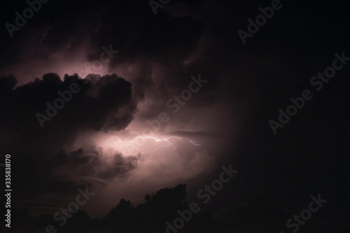 Lightning in the rainstorm at night