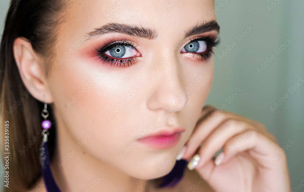 Beautiful woman with make-up closeup Beautiful woman with make-up closeup