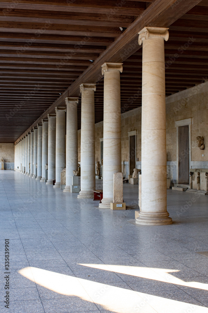 columns in the museum of the ancient agora of Athens columns in the museum of the ancient agora of Athens