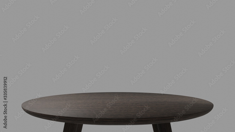 3D rendering perspective minimal round table on clear background. 3D rendering perspective minimal round table on clear background.