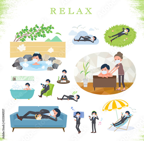 flat type mask businessman_relax