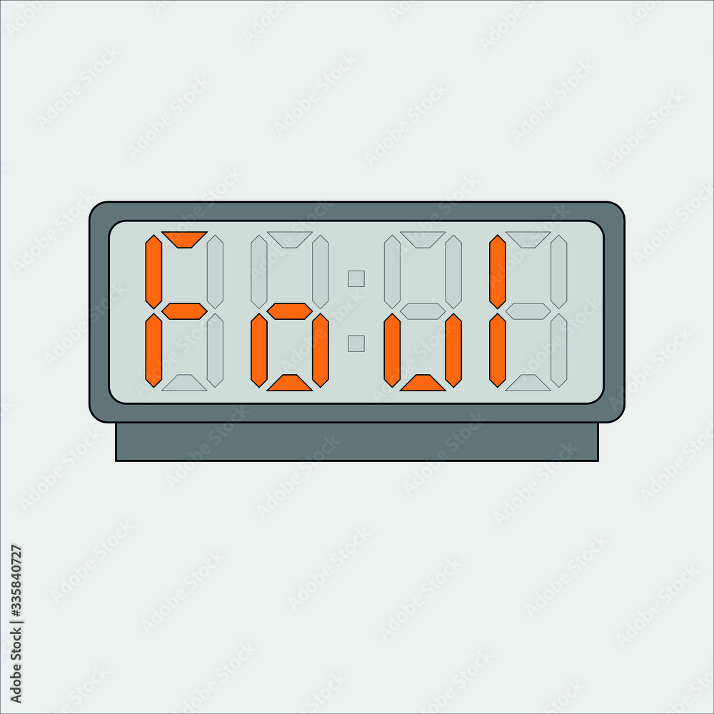 Vector image or picture of digital clock or alarm with orange letters showing text on the light grey background. Stylized word foul on digital or electronic device Vector image or picture of digital clock or alarm with orange letters showing text on the light grey background. Stylized word foul on digital or electronic device