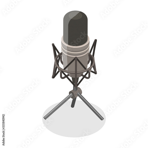 3D Isometric Flat Vector Concept of Microphone.