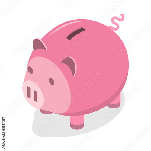 3D Isometric Flat Vector Concept of Piggy Bank.