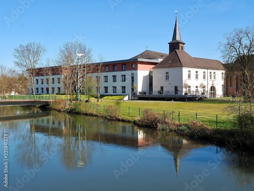Beautiful cityscape of Grevenbroich Wevelinghoven in Germany with Erft river