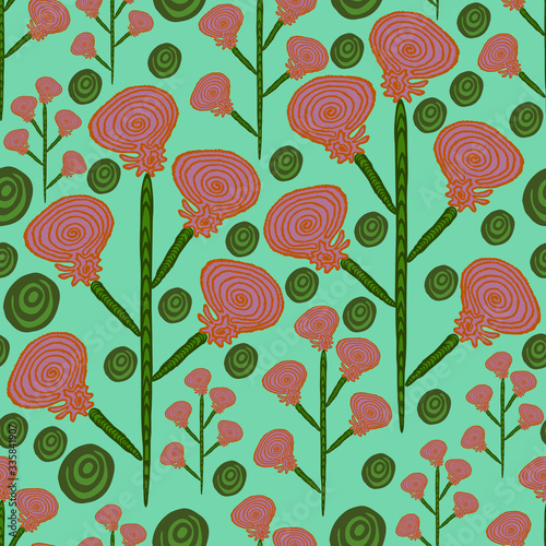 Vector illustration. Abstract multicolored bright seamless floral pattern. Design for wallpaper, covers, cards, prints.	
