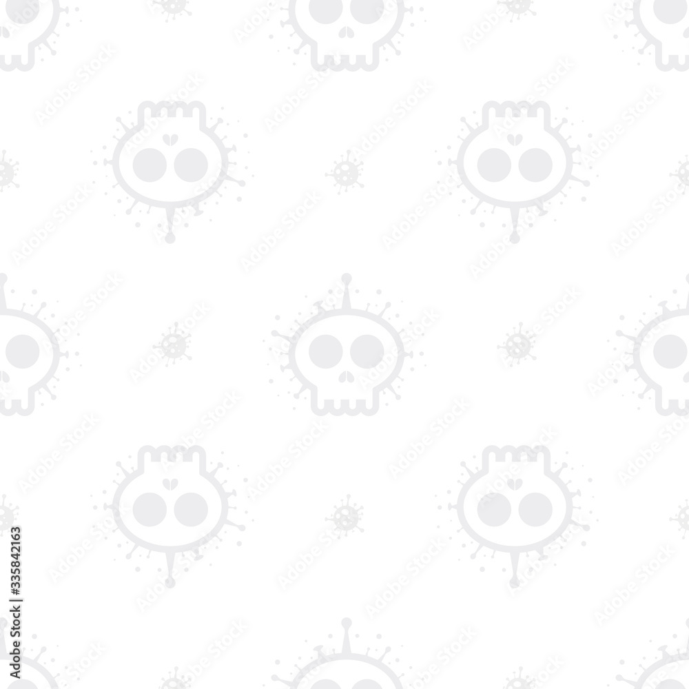 Covid 19-NCP Seamless pattern Skull shape Covid-19 coronavirus. Vector illustration deadly virus Coronavirus SARS-CoV-2
