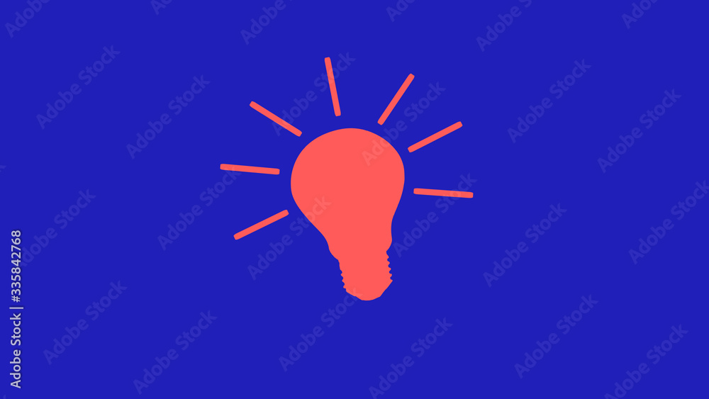 Fototapeta premium red bulb icon,idea bulb icon on blue background,bulb icon