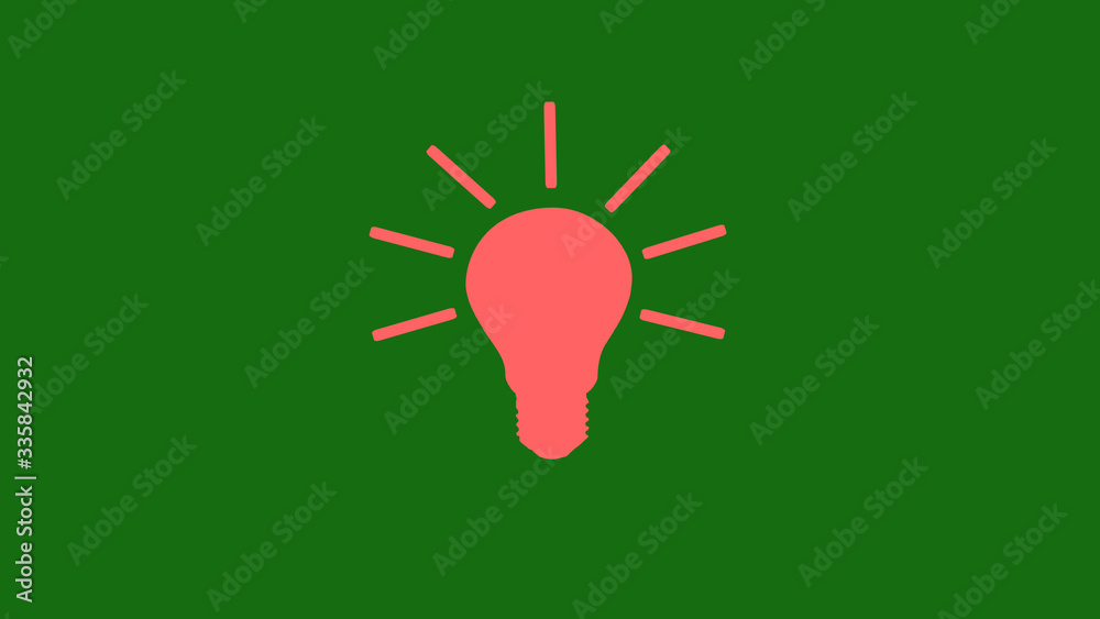 Fototapeta premium Light idea bulb icon on green background,bulb icon