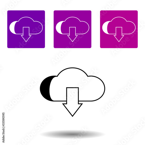 Cloud Download icon. Simple outline vector of Media set for UI and UX, website or mobile application