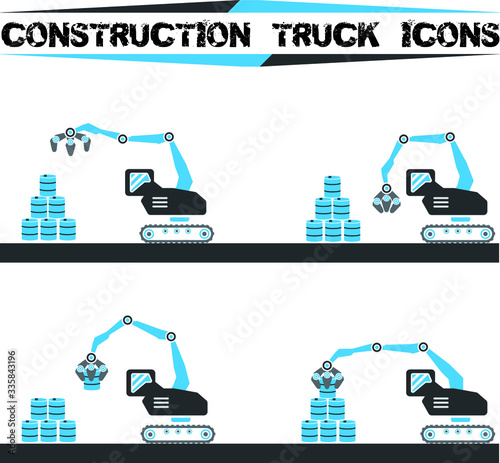 Constructio truck icons set five