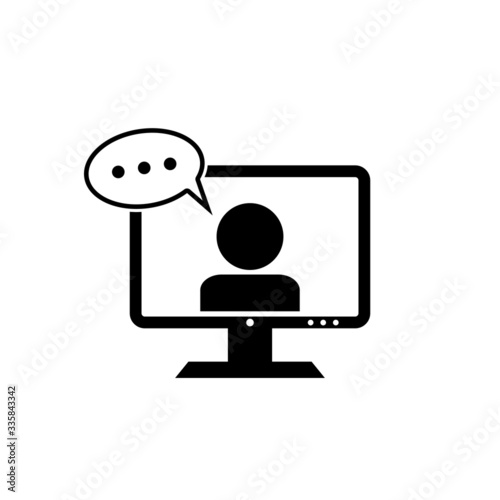 Online call, voice and video call on computer vector icon