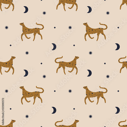 Fototapeta Naklejka Na Ścianę i Meble -  Cute leopard seamless pattern or digital paper made in vector.
